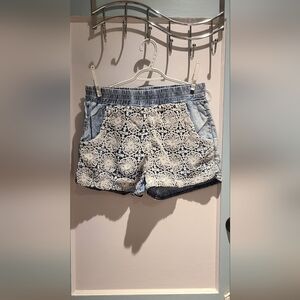Denim lace shorts